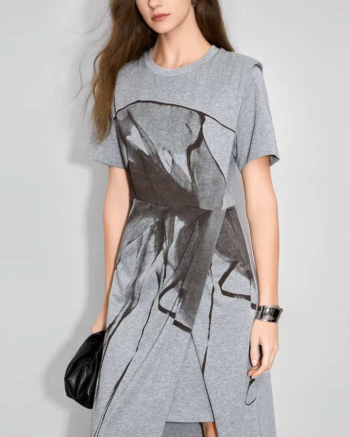 Graphic Slit Jersey Dress