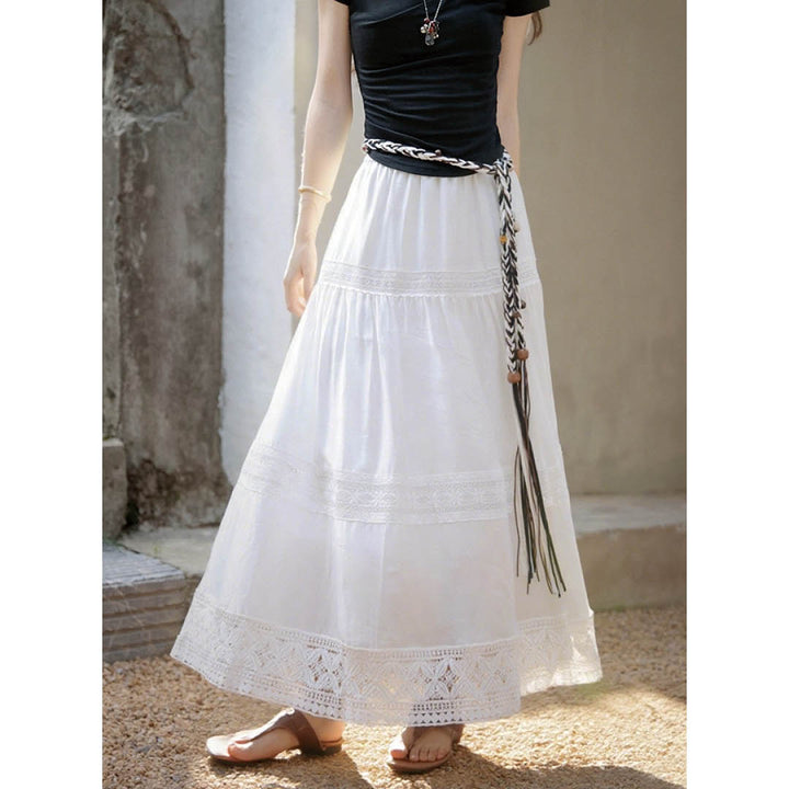 Lace Tiered Maxi Skirt