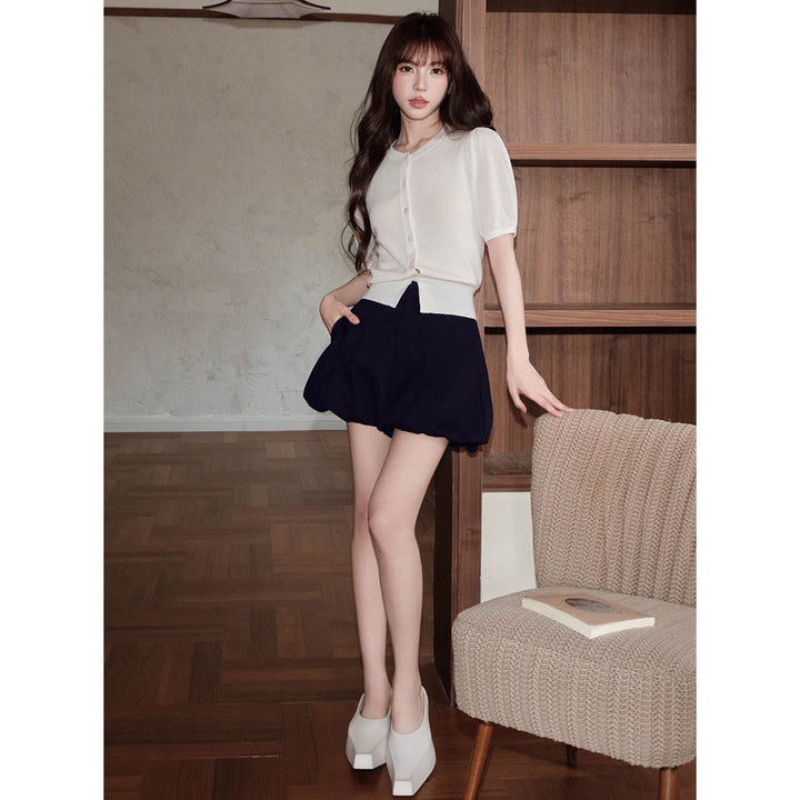 Structured Puff Mini Skirt