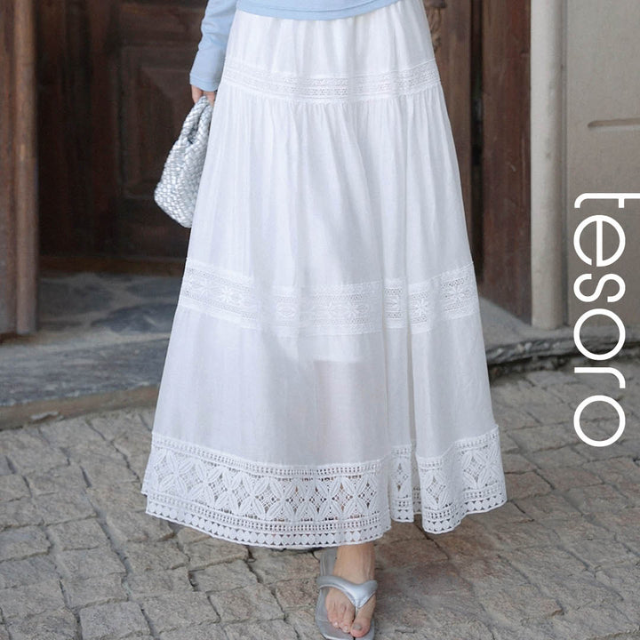 Lace Tiered Maxi Skirt