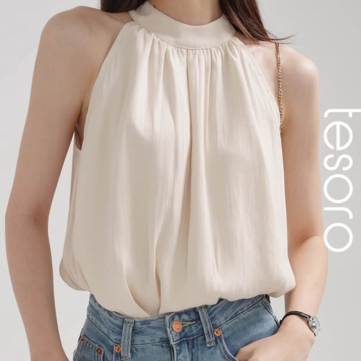 Airy Drape Neck Sleeveless Top
