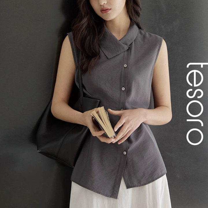 Asymmetric Collar Relaxed Shirt
