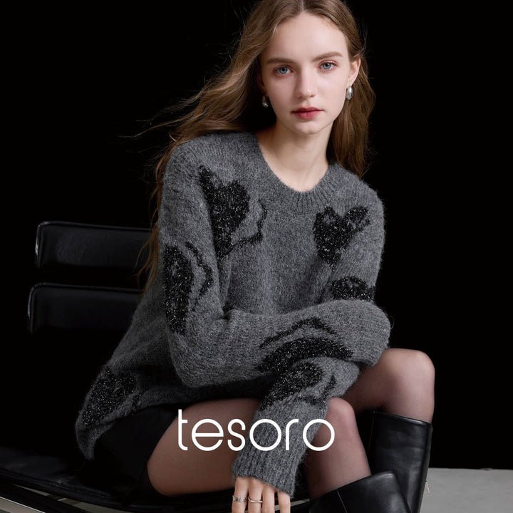 Shimmering Heart Jacquard Sweater