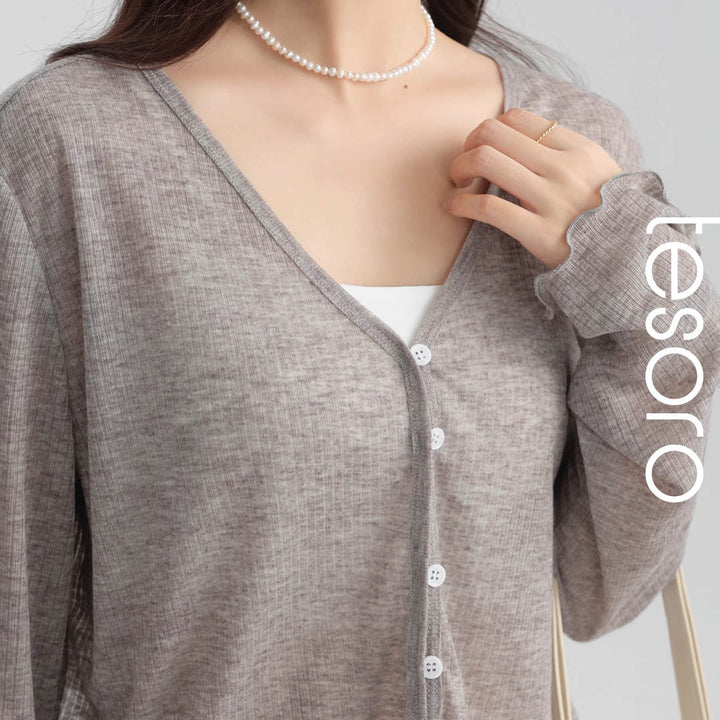 Light Knit Flare Sleeve Cardigan