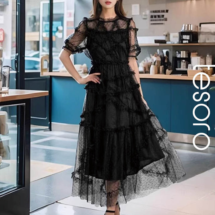 Elegant Sheer Dot Lace Dress