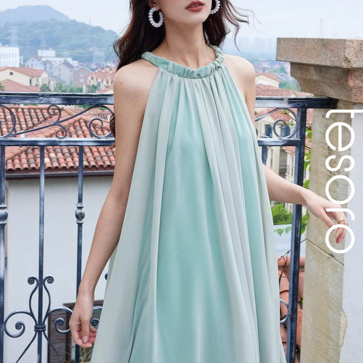 Luxe Flow Halter Maxi Dress