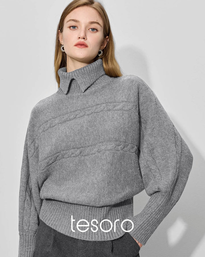 Cable Knit Reversible Turtleneck