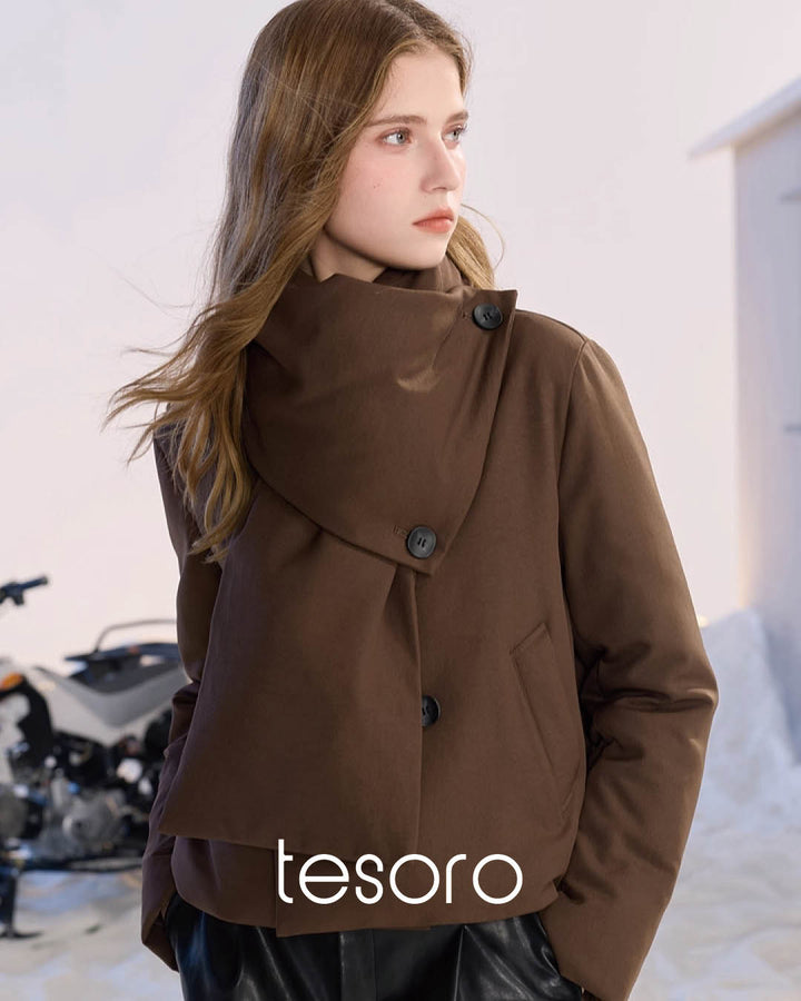 Detachable Scarf Short Coat